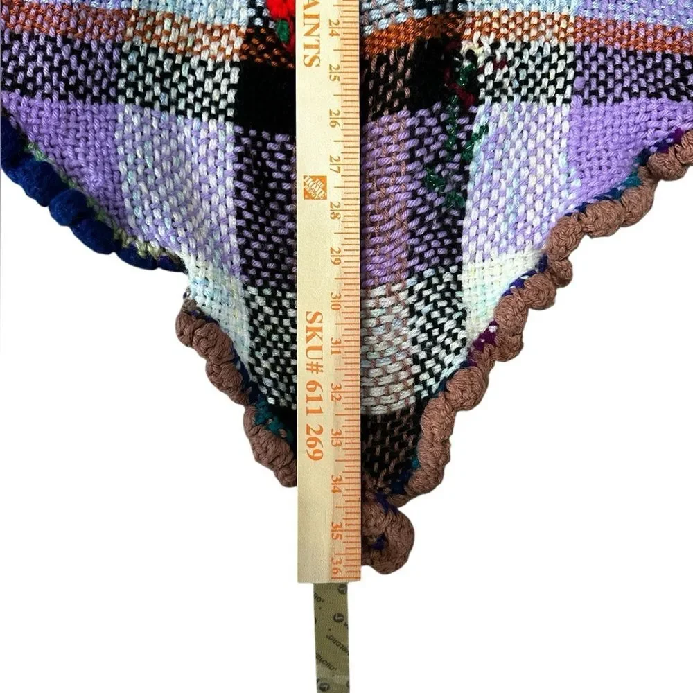 Handmade Boho Granny Core Woven Crochet Patchwork Shawl Wrap